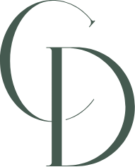 CD monogram logo, representing the interior design process.